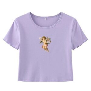 Classic angel frills crop tee large